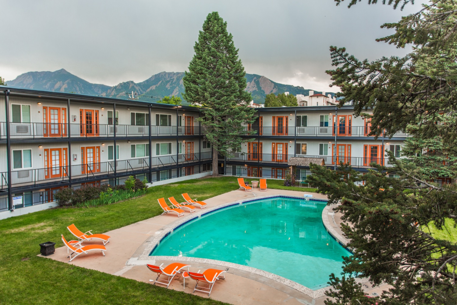 The Lodge with the Flatirons beyond