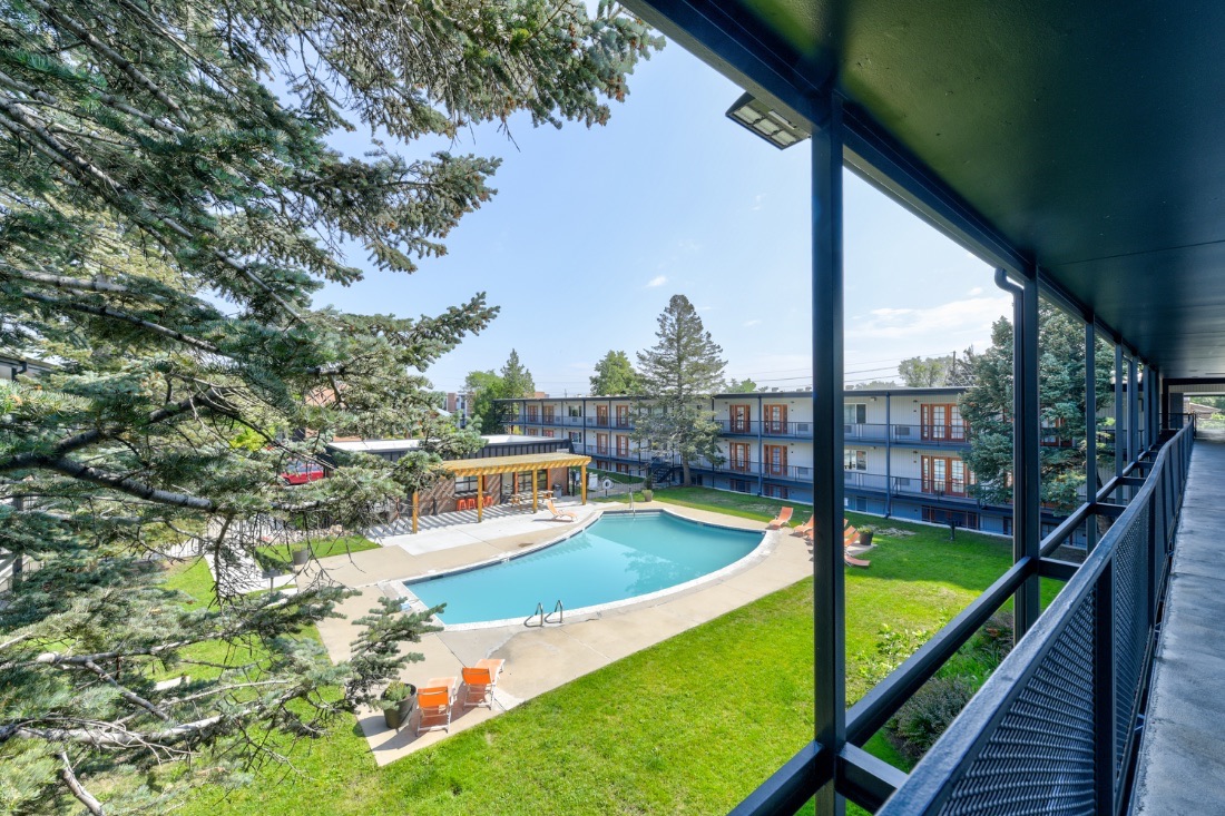 The Lodge — pool and courtyard